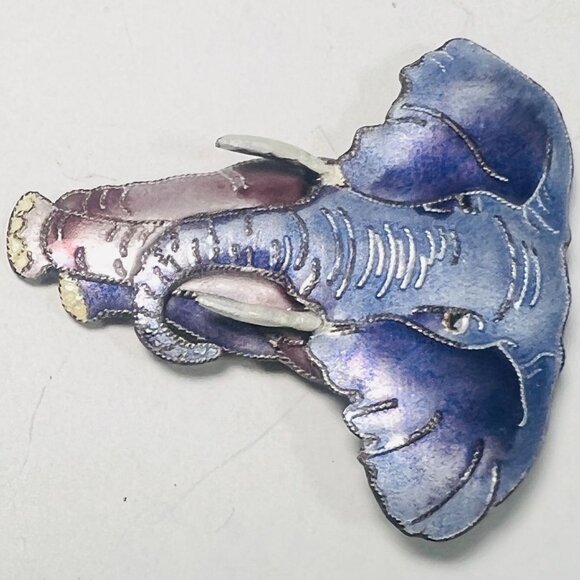 Zarlite Elephant Brooch Pin Enamel Blue Purple silver-plated nickel-free jewelry - Picture 4 of 6